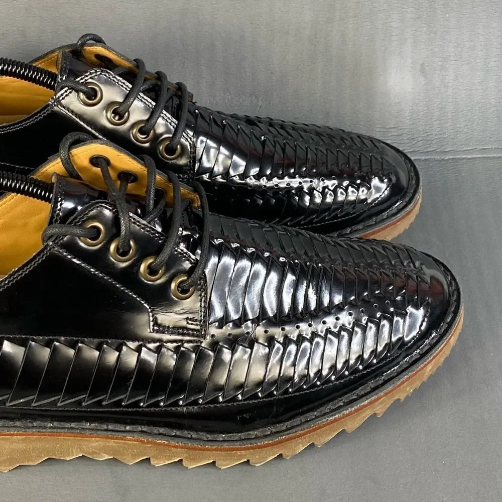 Marc Jacobs Woven Leather Shoe Men’s Black Lace Up Tractor Soul Size 10/44